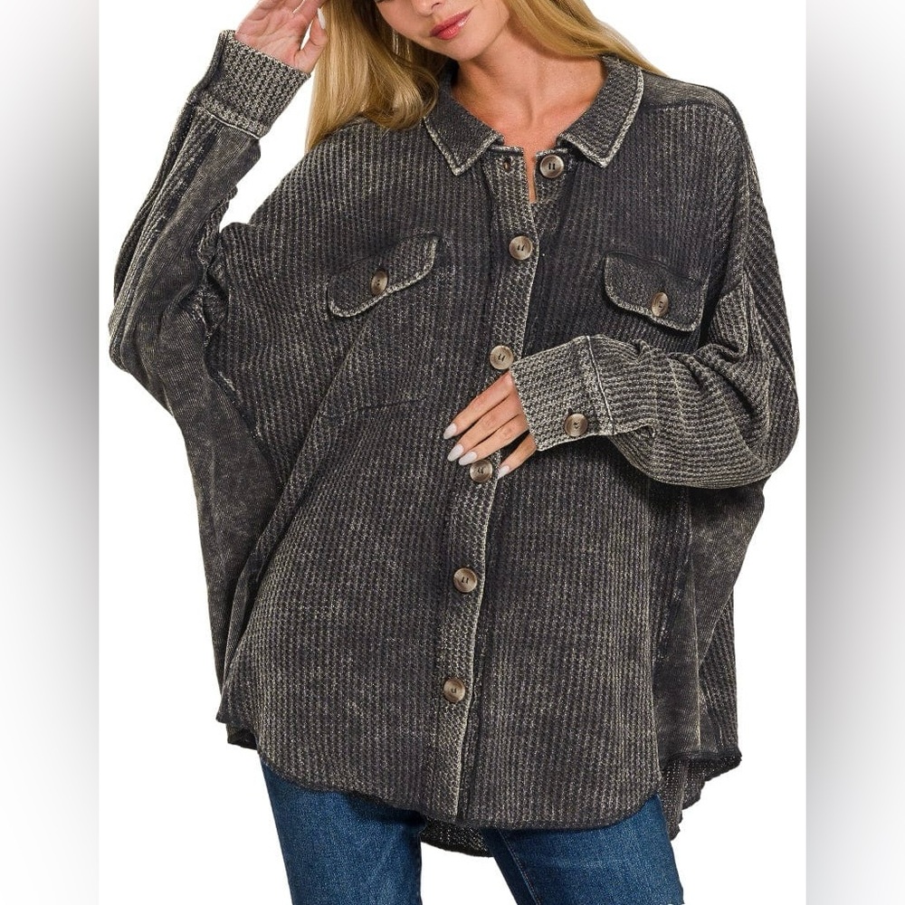 Oversized Waffle Shacket